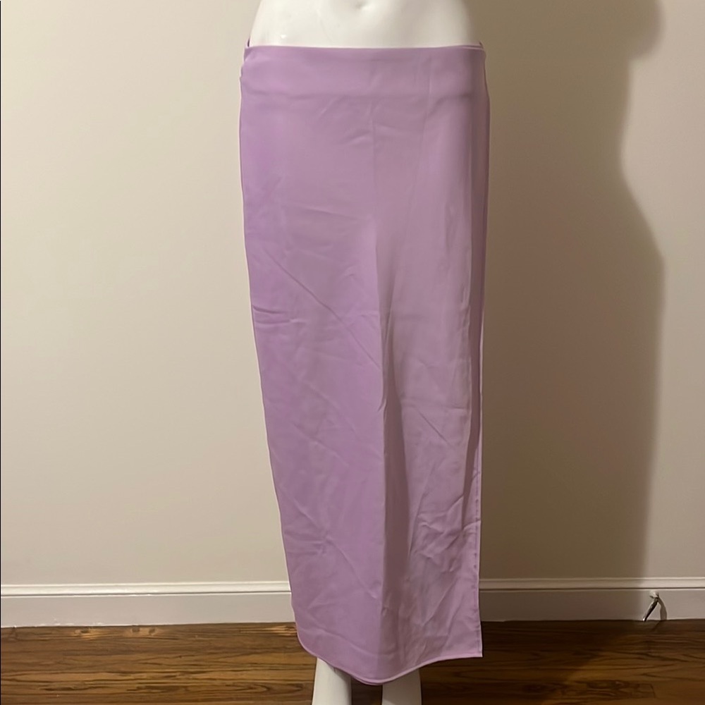 Nasty Gal Lavender Strappy Satin High Waisted Midi Skirt New With Tag Size 10 - Picture 3 of 11
